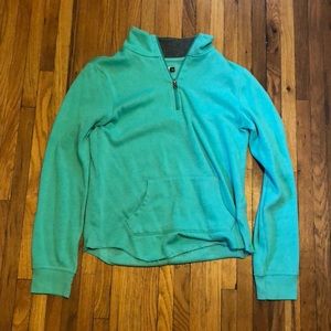 Green 1/4 zip-up sweatshirt with fleeced inside